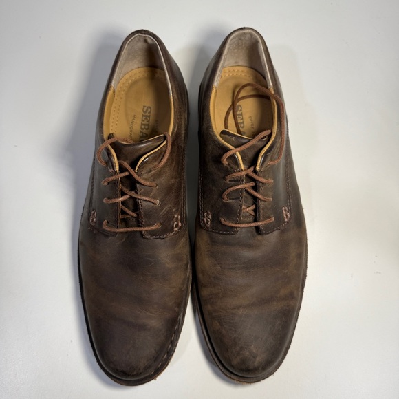Sebago Mens Salem Dark Brown Leather Lace Up Oxford Shoes Office M Vibram 8.5D - Picture 1 of 14